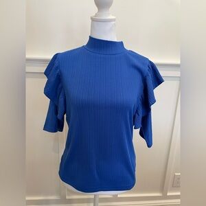 Anthropologie ruffle sleeve top size L